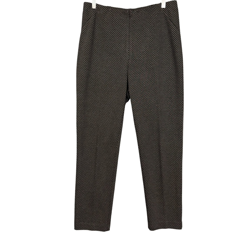J Jill Pants Womens Medium Grey Black‎ Ponte Slim Leg Geometric Diamond Print